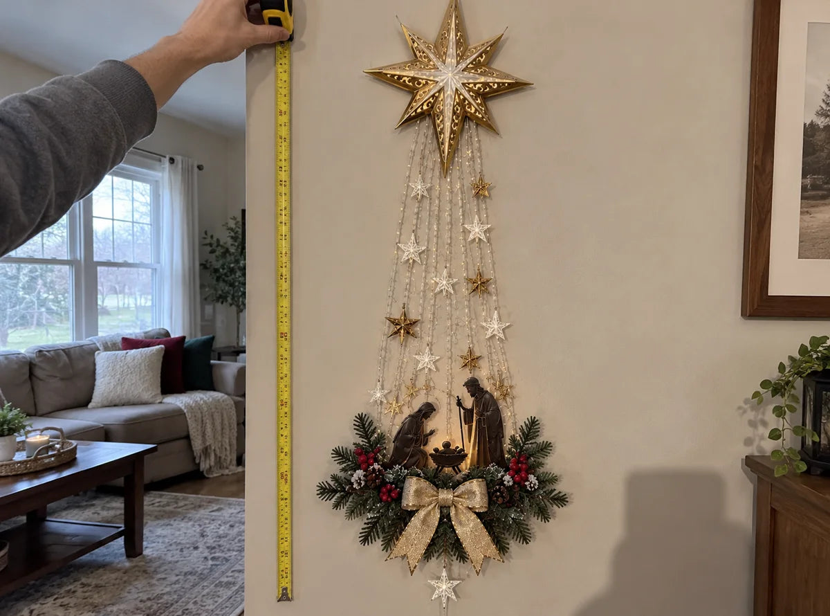 Bethlehem Star wall decoration shown at indoor scale