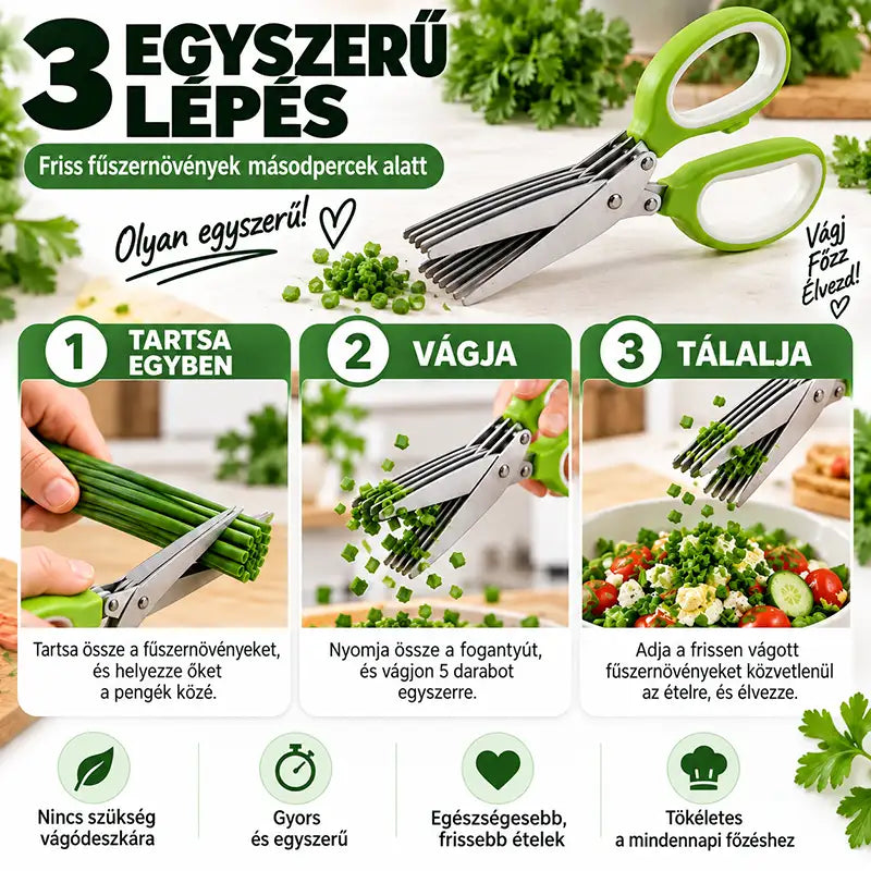 |⏰ Poslední den! Sleva 70 %| ✨✂️ Bylinkové nůžky se 5 čepelemi – Nakrájejte čerstvé bylinky během okamžiku