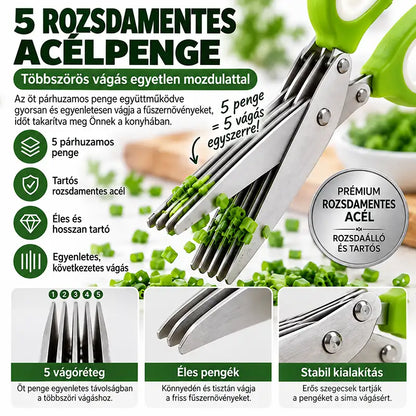 |⏰ Poslední den! Sleva 70 %| ✨✂️ Bylinkové nůžky se 5 čepelemi – Nakrájejte čerstvé bylinky během okamžiku