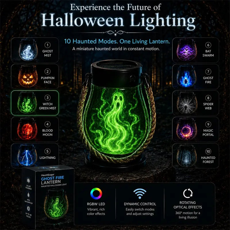 | 🔥 Speciální Halloweenský Výprodej! 🎃 | 💡👻 Pohlcující Halloweenská Lucerna HauntScape® 10 v 1, Automatické Zapnutí při Setmění 🔥