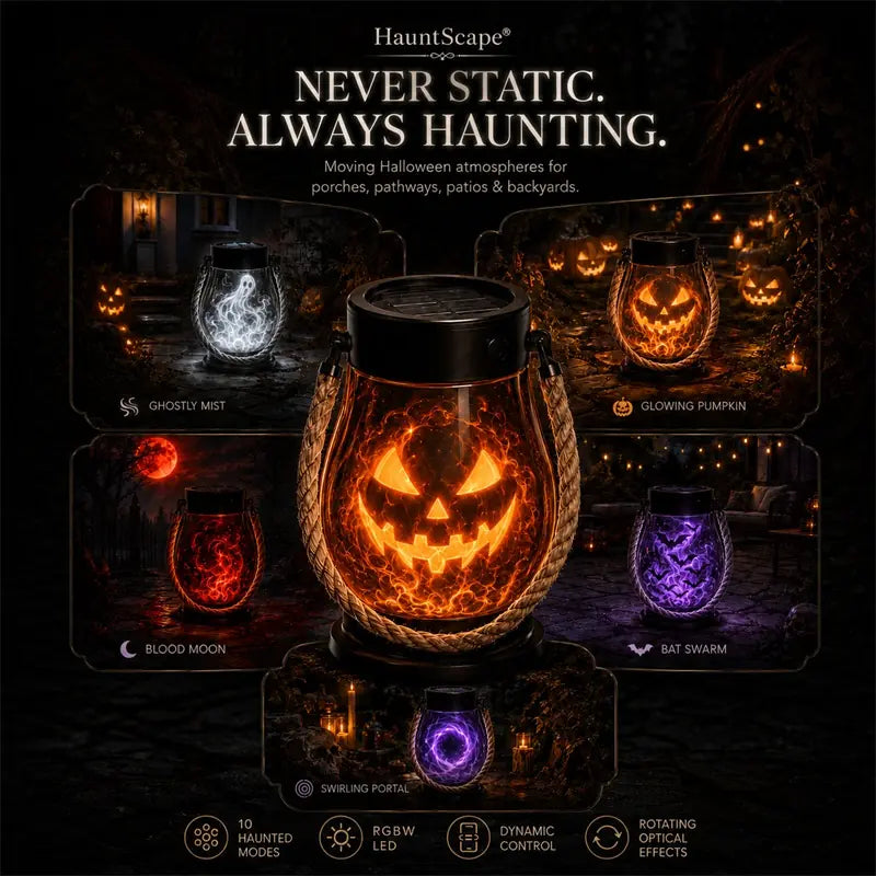 | 🔥 Speciální Halloweenský Výprodej! 🎃 | 💡👻 Pohlcující Halloweenská Lucerna HauntScape® 10 v 1, Automatické Zapnutí při Setmění 🔥