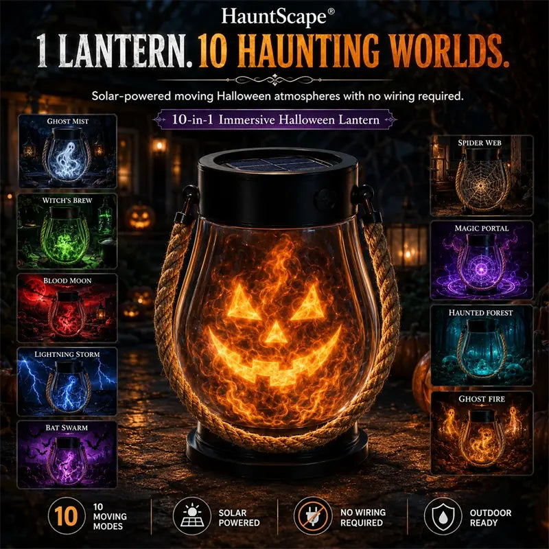 | 🔥 Speciální Halloweenský Výprodej! 🎃 | 💡👻 Pohlcující Halloweenská Lucerna HauntScape® 10 v 1, Automatické Zapnutí při Setmění 🔥
