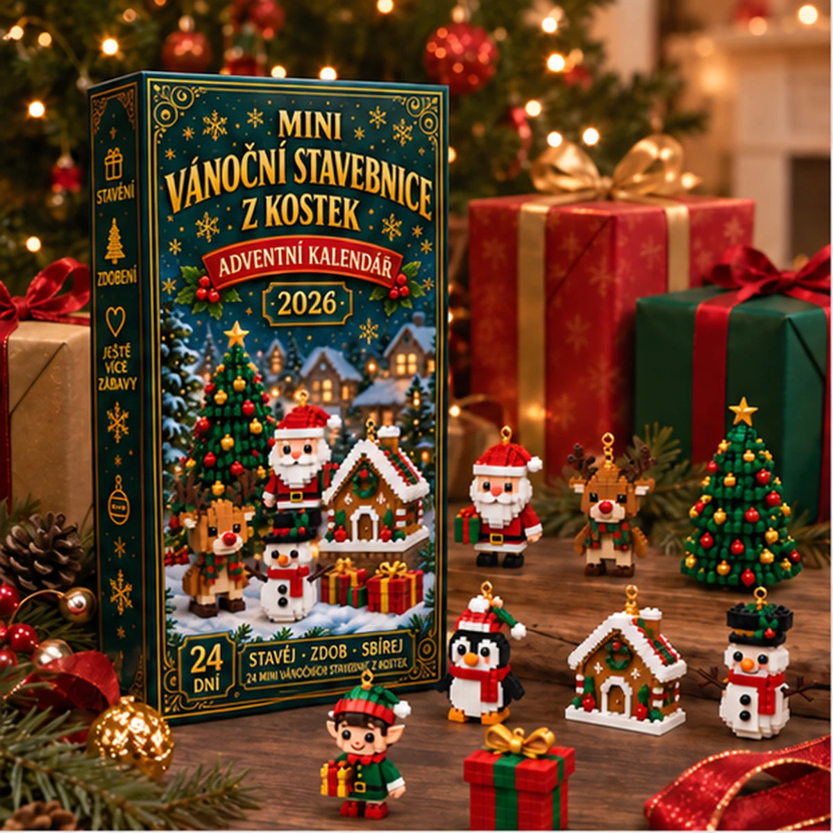Adventní kalendář s 24 mini vánočními ozdobami ze stavebnic🌲🔥