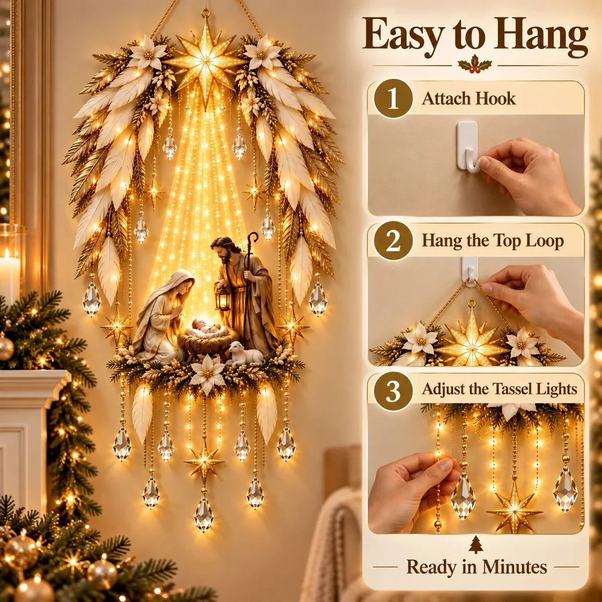 SAVE 70% BEFORE IT'S GONE👼 Heavenly Angel Wings Nativity Light✨