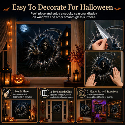 Halloweenské samolepky na okno 2026 – 🎃🔥 Strašidelné 3D dekorace s efektem popraskaného skla pro dokonalou atmosféru domu hrůzy