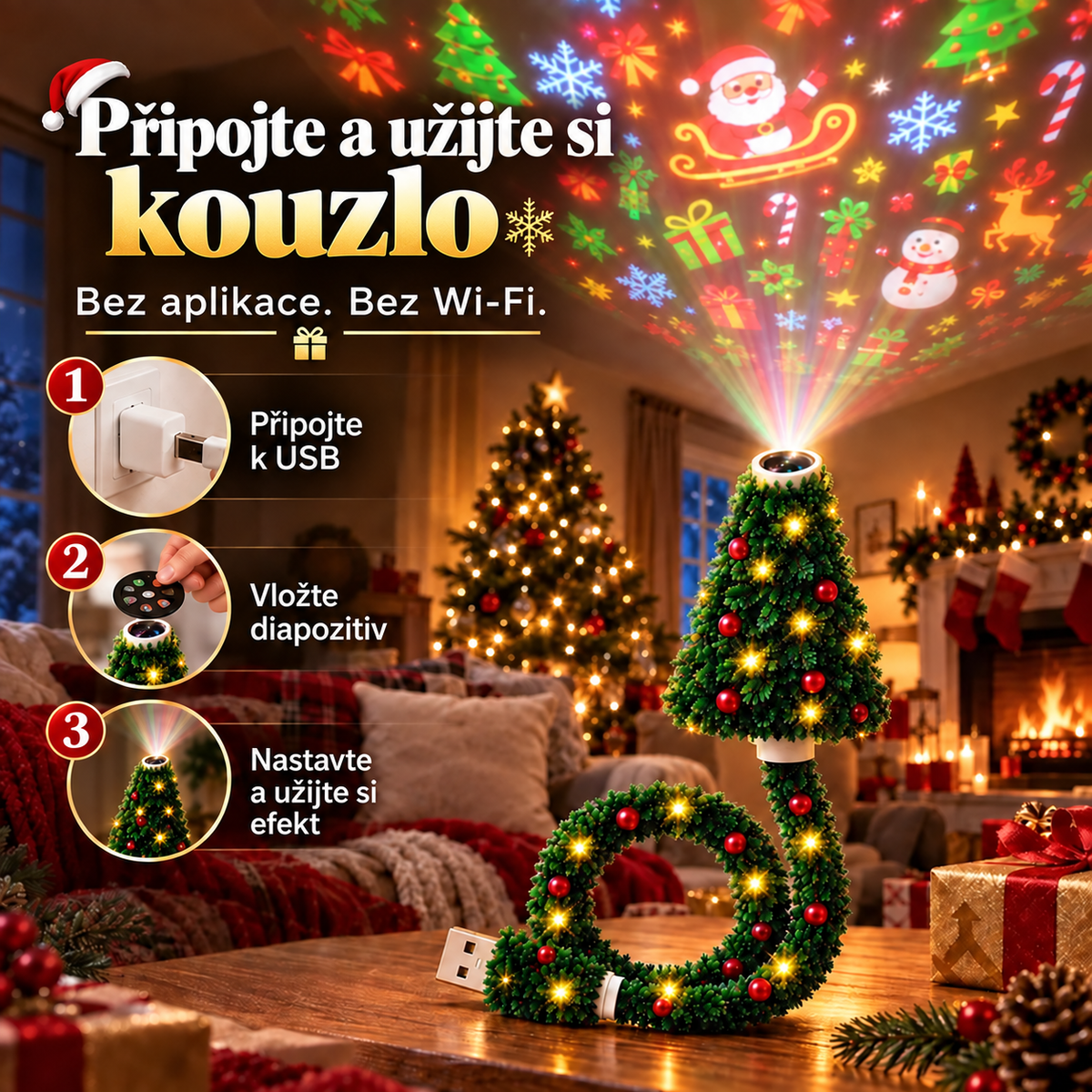 Vánoční USB projektor se 6 motivy – 3