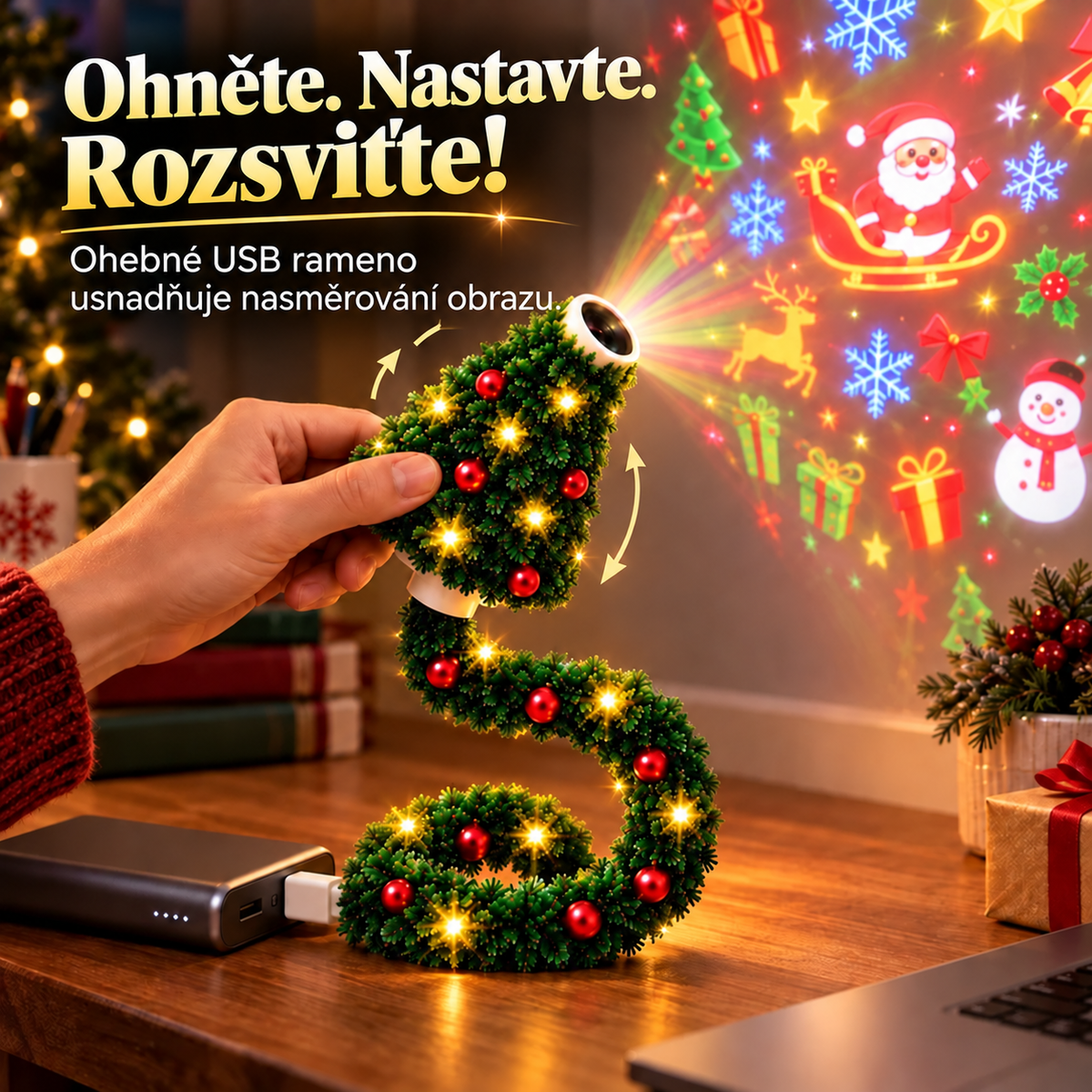 Vánoční USB projektor se 6 motivy – 5