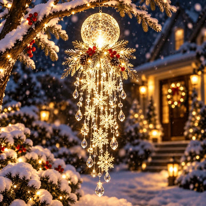 Crystal Cascade Christmas Snowflake LED Hanging Light✨❄️
