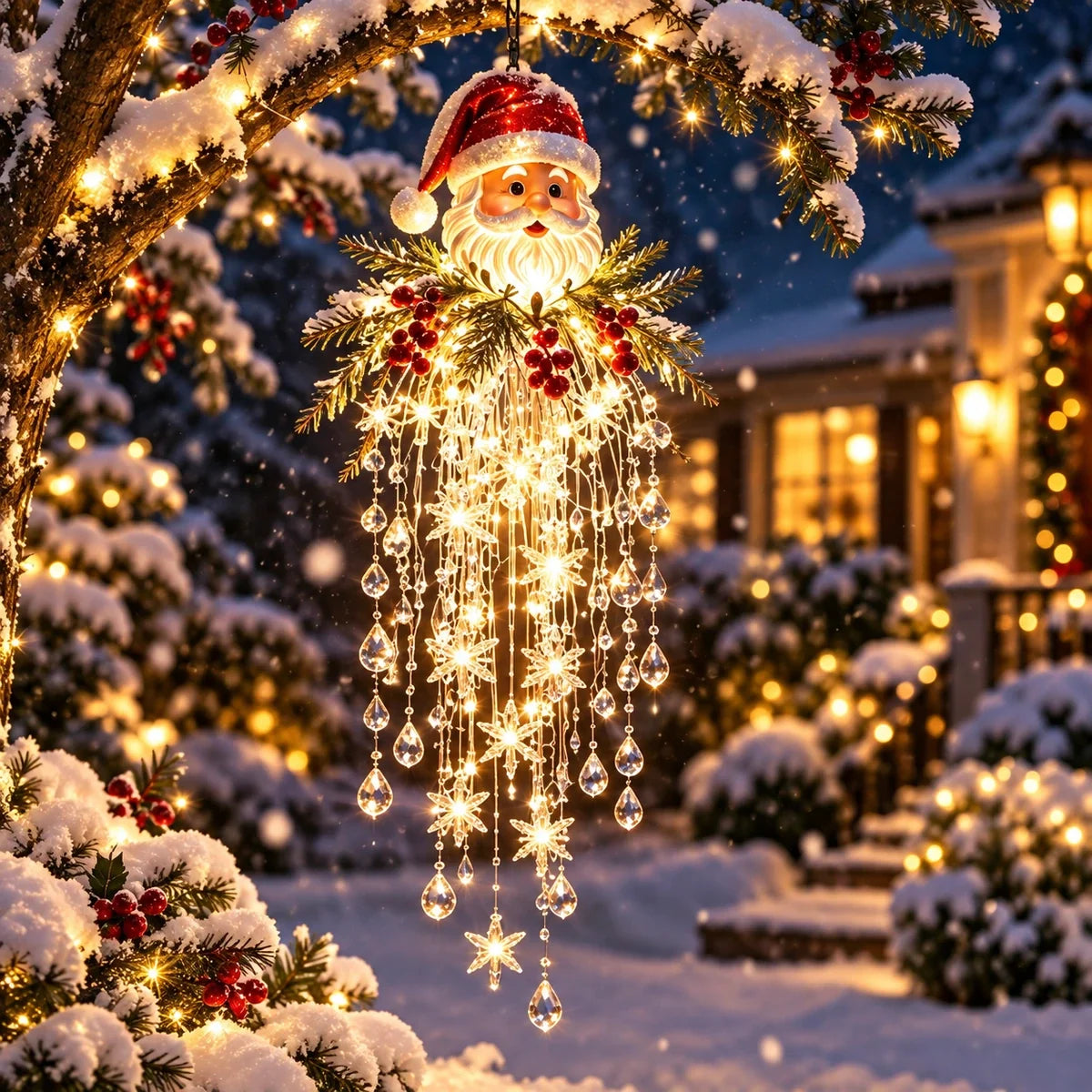 Crystal Cascade Christmas Snowflake LED Hanging Light✨❄️