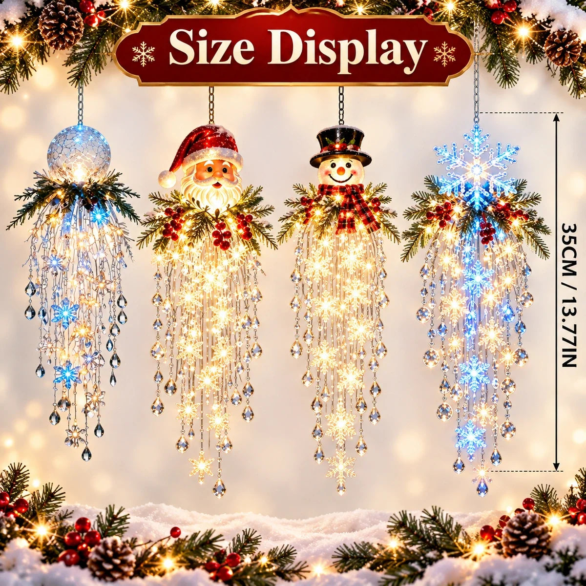 Crystal Cascade Christmas Snowflake LED Hanging Light✨❄️