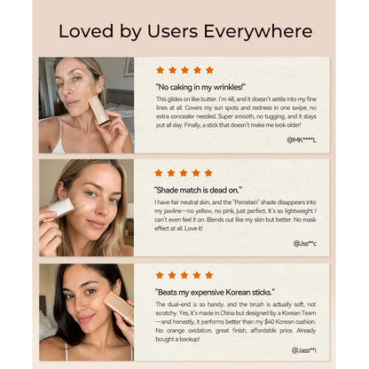 | 🔥SLEVA 70 % POUZE TEĎ! |🌿2 IN 1 Foundation Stick with Brush SPF 25 PA++ 16 Hours Waterproof And Sweatproof | Morena-friendly