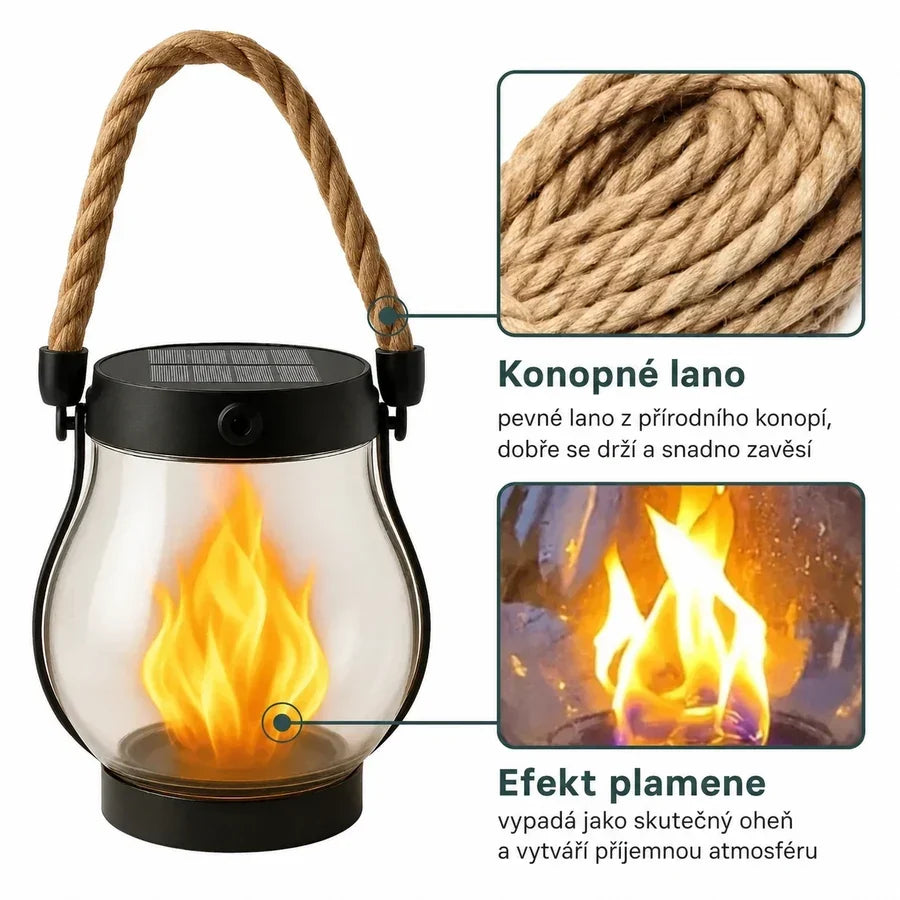 Solární lucerny s efektem plamene - bez kabelů, automatické rozsvícení za soumraku🔥