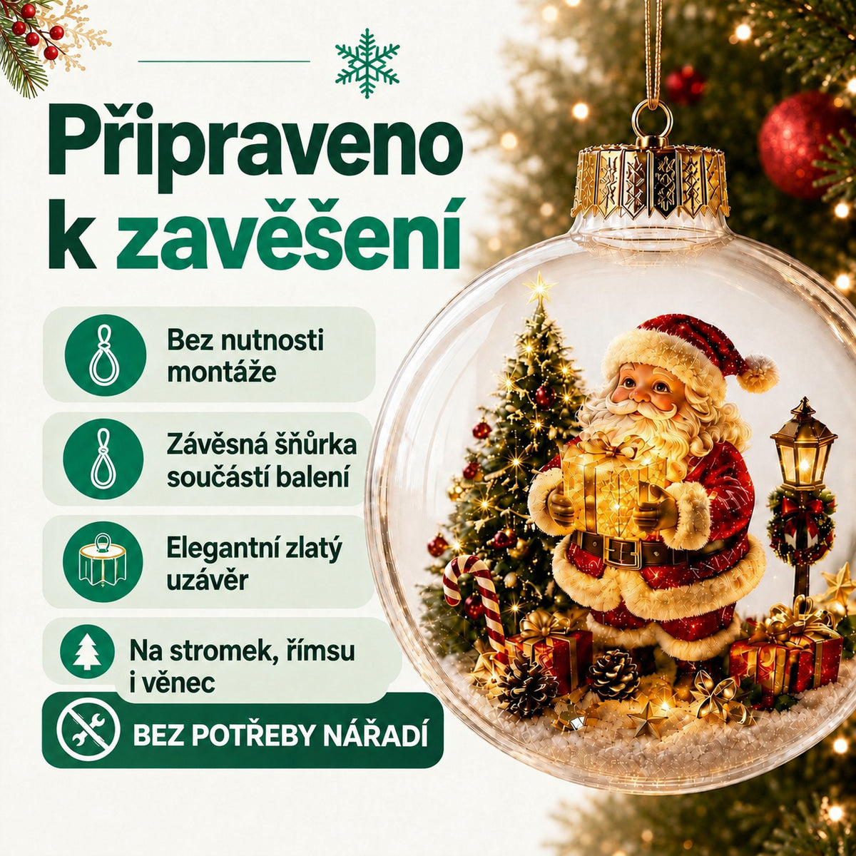 Naturesory svítící vánoční diorámová ozdoba - 1